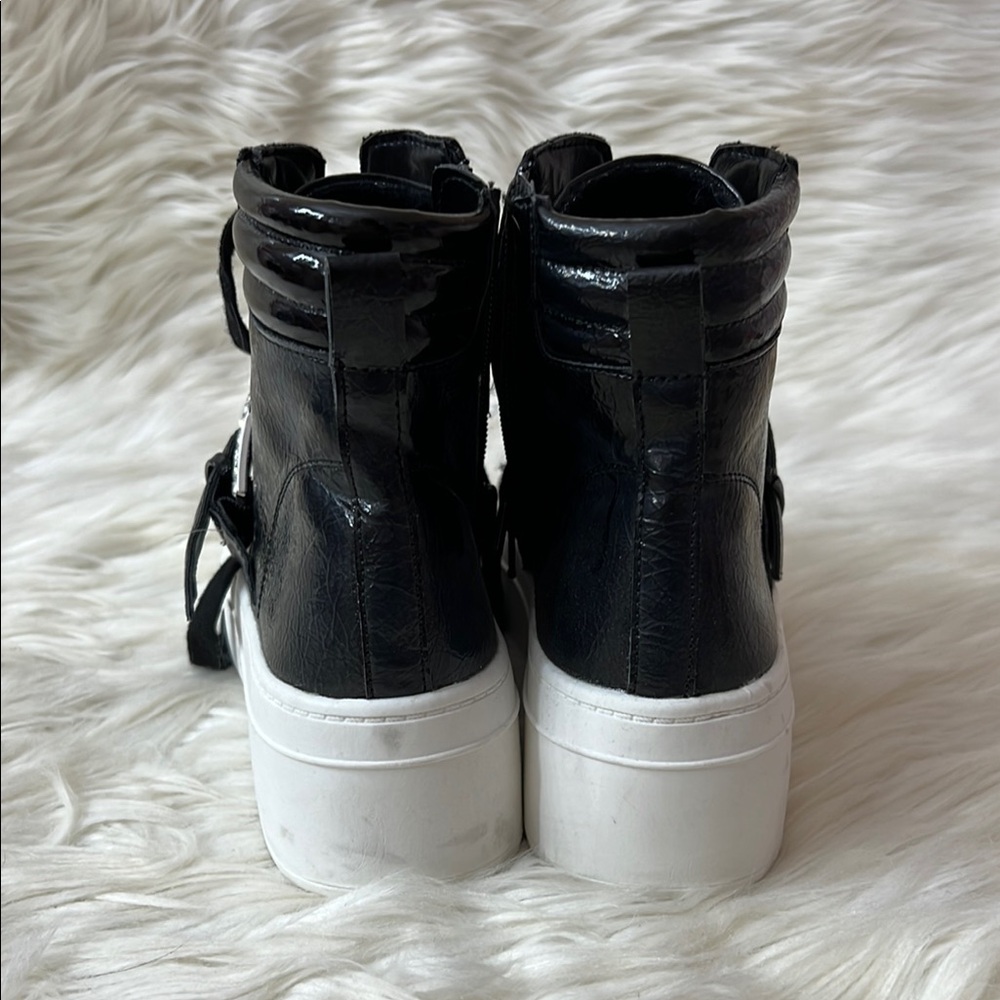 Gianni Bini Black High-Top Sneakers with Rhinestone Buckle - Picture 4 of 8